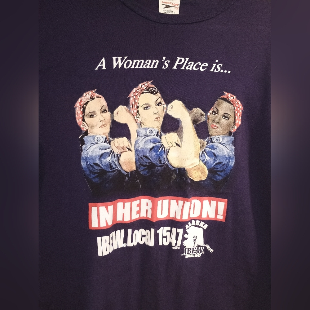 Gildan Vintage Navy Women's Union T-shirt - Picture 2 of 6